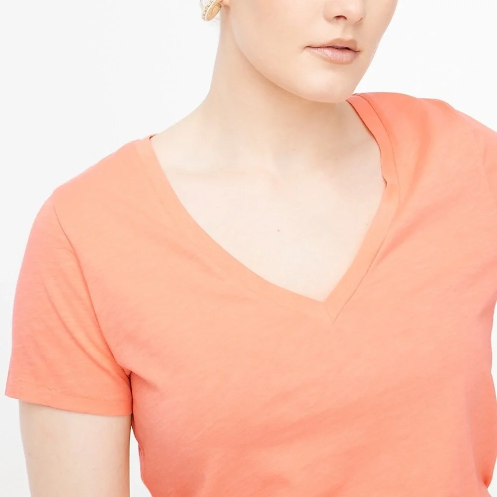 J. CREW Tee Vintage Slub Cotton Pale Guava V-Neck Short Sleeve T-Shirt NWT - Picture 5 of 12